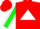 Red, white triangle, green sleeves, white seams