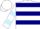 White, navy blue hoops, light blue bars on sleeves