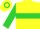 Yellow, lime green hoop and 'b', lime green slvs