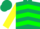 Salmon, hunter green chevrons, green chevrons on yellow sleeves