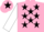 Pink, black stars, white sleeves, pink cap, black star