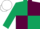 Dark green & maroon quartered, dark green sleeves, white cap
