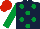 Dark Blue, Emerald Green spots and sleeves, Red cap