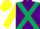 Purple, Dark Green cross belts, Yellow sleeves and cap