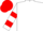 White, red 'jrbj', red hoops on sleeves, red cap