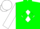 Green, green 'jh' on white diamond, green diamonds on white sleeves, white cap