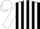 Black and white stripes, white sleeves, black armbands, cuffs and cap, white peak
