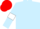 Light Blue, White hoops on body, white armlets, Red cap