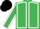 emerald Green body, white seams, emerald green arms, white seams, black cap