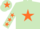 Light green, orange star, light green sleeves, orange stars, light green cap, orange star
