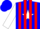 Blue, red 'whf' on red and white star, red stripes on white sleeves, blue cap