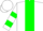 White, green stripe, green hoops on sleeves, white cap,