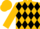 Gold and black diamonds, gold sleeves, gold cap