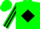 Green, black diamond, black diamond stripe on sleeves, green cap