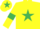 Yellow, emerald green star, armlets and star on cap