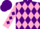 Purple and pink diamonds, pink sleeves, purple diamonds, purple cap