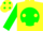 Yellow, yellow 'aj' on green ball, yellow dots on green slvs