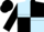 Light blue, black quartered, black hoop on sleeves, black cap