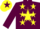 Garnet body, yellow star, garnet arms, yellow stars, yellow cap, garnet star