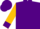 Purple, gold 'jt' in horseshoe, purple horseshoes and cuffs on gold sleeves