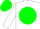 White, white 'twp' on green ball, green cap