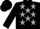 Black, silver stars, silver stars on black sleeves, black cap
