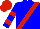 Blue, red sash, hooped sleeves, red cap