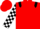 Red, black epaulets, black and white check sleeves