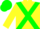 Yellow body, green cross belts, yellow arms, yellow and green checked cap