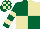 Dark Green and Beige (quartered), hooped sleeves, check cap