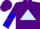Purple, light blue triangle, blue chevrons on sleeves