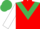 Red, emerald green chevron, white sleeves, emerald green cap