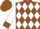 Brown, 'k'  on white bar, white diamonds, brown cuffs on white sleeves