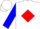 White, red 'jc' in diamond frame, blue sleeves, red cuffs