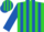 Lime green & royal blue stripes, royal blue slvs