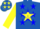 Royal blue, yellow star, blue stars on yellow sleeves