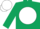 Hunter green, white ball, hunter green sleeves, white cap