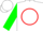 White,  red circle, green sleeves