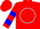Red, black 'pk' on white circle, blue bars on slvs