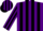 Purple, black stripes on half with three gold crowns