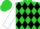 Lime green, black diamonds, white sleeves