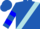 Royal blue, powder blue sash, blue bars on slvs