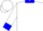 White, blue 'rr' on back, blue collar and cuffs,