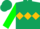 Dark green, gold diamond belt, green slvs