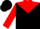 Black, red yoke, grey 'fox head' red sleeves