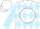 White, navy circle, light blue diamonds on navy sleeves, white cap