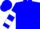 Blue, white hoops on sleeves, blue cap