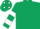 Dark green, dark green & white hooped sleeves, white spots on cap