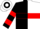 Black & white halves, red hoop