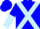 Blue, light blue cross sash, navy and light blue halved sleeves